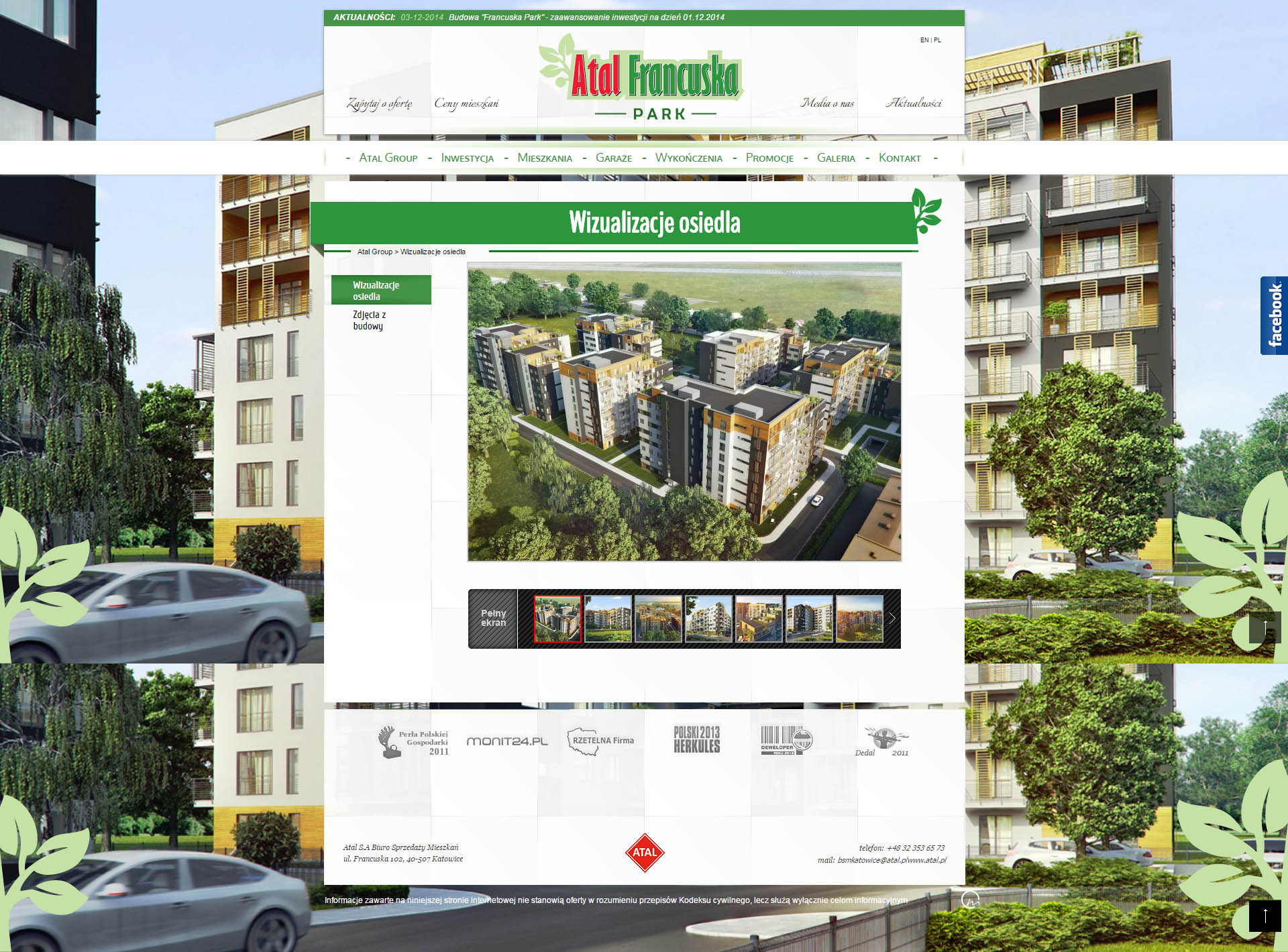 Galeria wizualizacji osiedla Francuska Park — rendery budynków i otoczenia