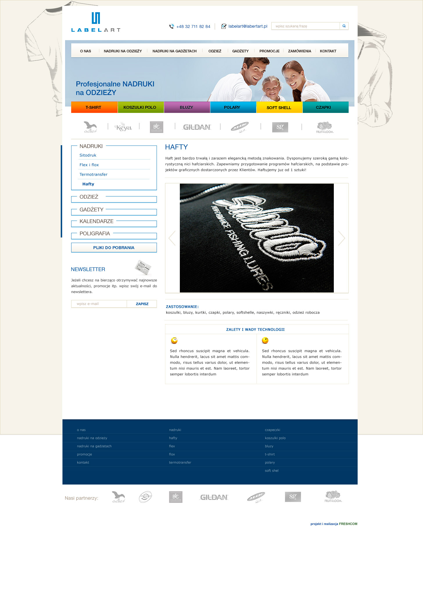 Embroidery subpage — branding technology with portfolio of completed works
