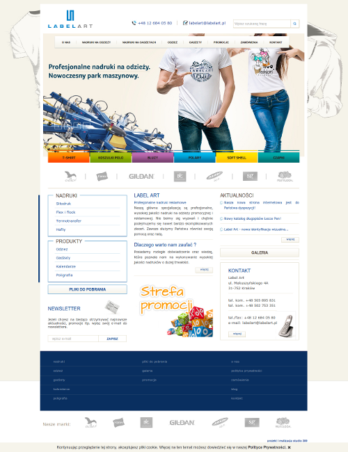 Shop with products — promotional clothing preview with colour variants