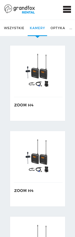 Mobile view of the product list