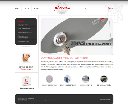 Product category presentation with descriptions and highlighted contact