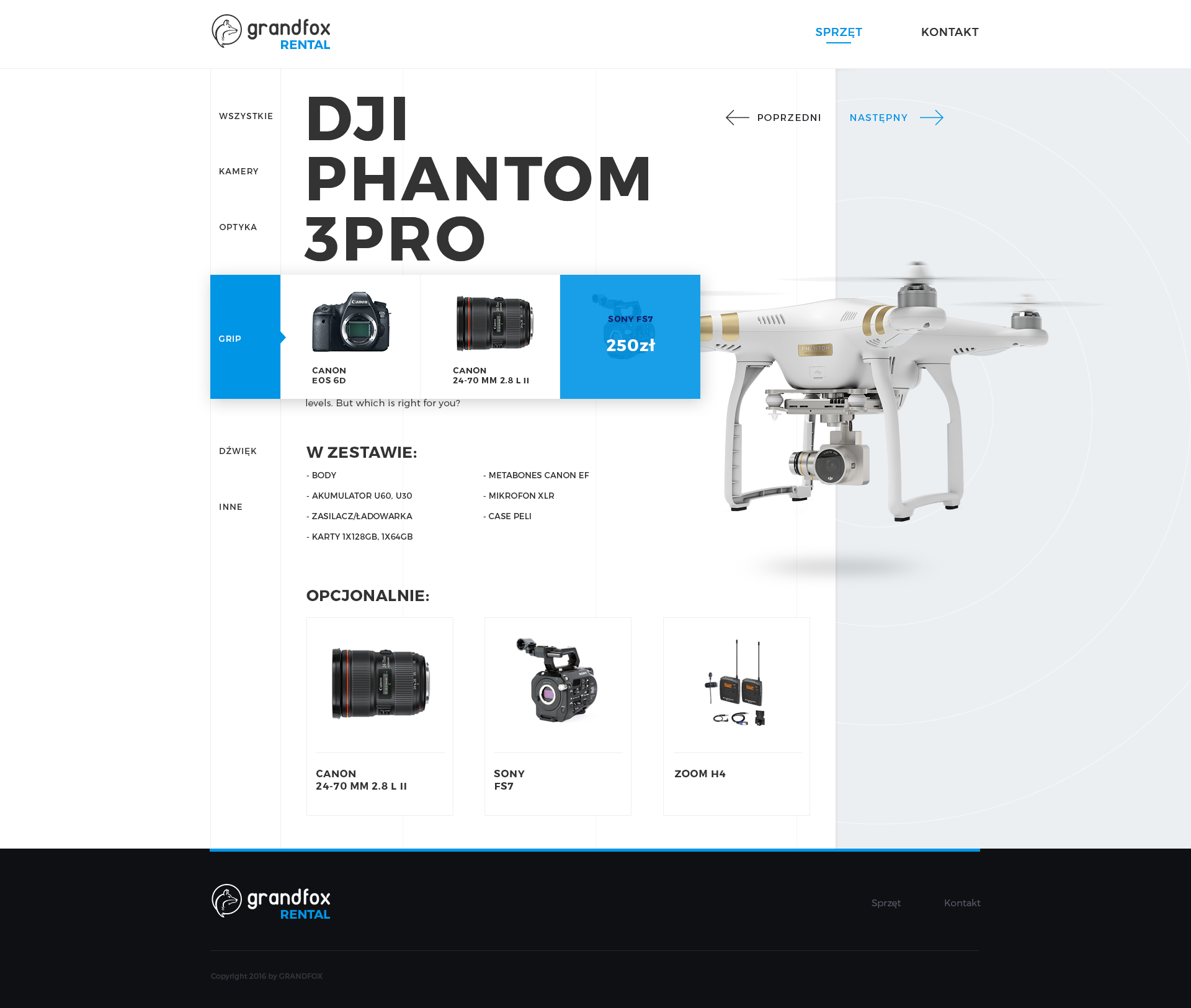 System przeglądania sprzętu GrandFoxRental