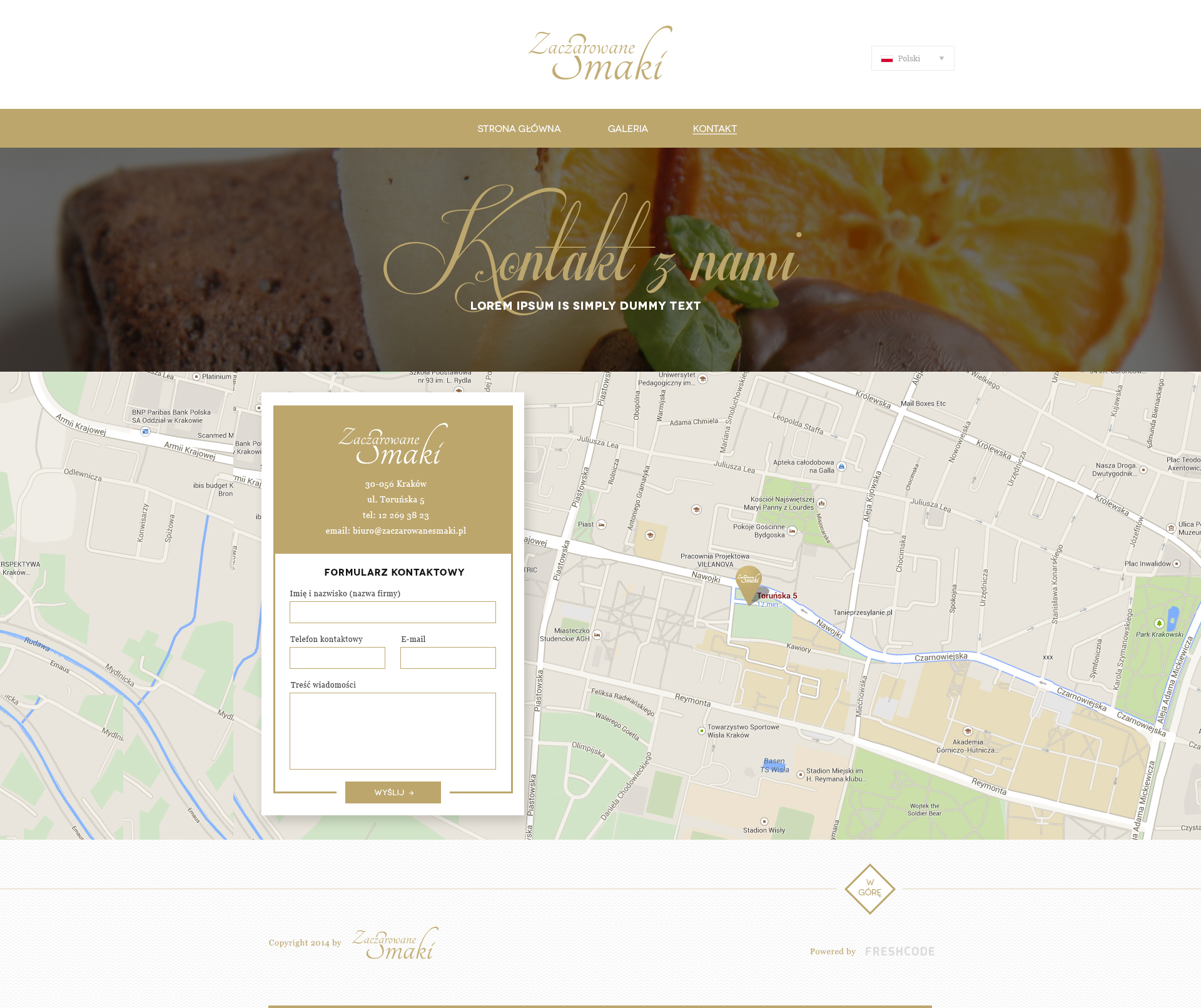 Sekcja kontakt i rezerwacji VIP